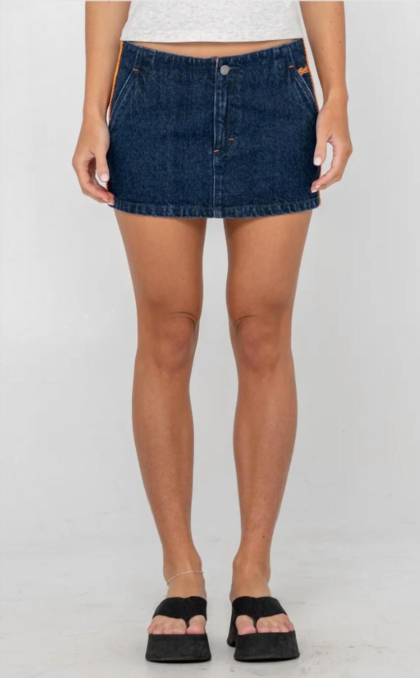 NEW RUSTY webber denim low rise micro mini skirt in indigo